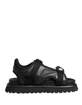 Dolce & Gabbana Zwarte Logo Gedetailleerde Dikke Herensandalen Schoenen