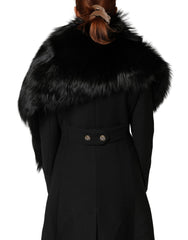 Dolce & Gabbana – Halstuch, wärmer, Winterschal aus schwarzem Fuchspelz