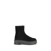 The Row Black Calf Leather Bos Taurus Lace-Up Boots
