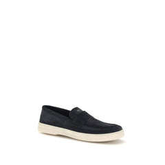 Prada Blue Calf Leather Bos Taurus Slip-On Loafers