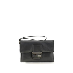 Fendi Black Lamb Ovis Aries Aries Clutch Bag