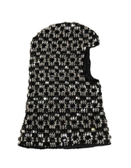 Dolce & Gabbana Schwarze Sturmhaube aus Wolle mit Kristallverzierung