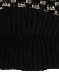 Dolce & Gabbana Schwarze Sturmhaube aus Wolle mit Kristallverzierung