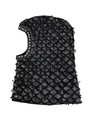 Dolce & Gabbana Schwarze Sturmhaube aus Wolle mit Kristallverzierung