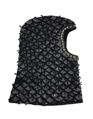 Dolce & Gabbana Schwarze Sturmhaube aus Wolle mit Kristallverzierung