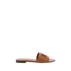 Dolce & Gabbana Braune Kalbsleder Bos Taurus Flache Sandalen