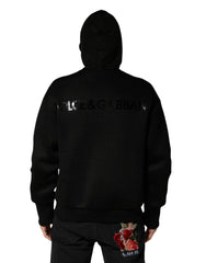 Dolce & Gabbana Herren Schwarze Bomberjacke mit Kapuze und durchgehendem Reißverschluss