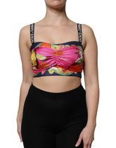 Dolce & Gabbana Mehrfarbiges Seiden-Bustier-Korsett-Oberteil mit verkürztem Schnitt