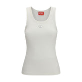 Diesel Wit Katoenen Mouwloos T-shirt