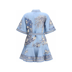 Alemais Blue Linen Casual Dress