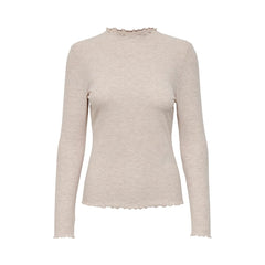Nur beigefarbener Rollkragenpullover aus Polyester