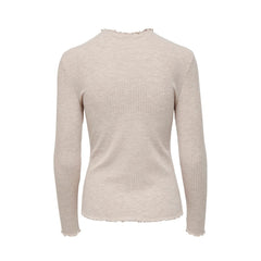 Nur beigefarbener Rollkragenpullover aus Polyester