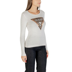 Guess Langarmshirt aus cremefarbener Baumwolle