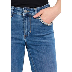 Liu Jo Blaue Baumwoll-Bootcut-Jeans