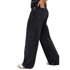 Nur schwarze Baumwoll-Jeans mit lockerer Passform