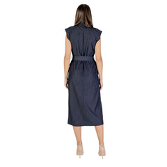 ICHI Blaues Polyester-Maxikleid
