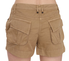 PLEIN SUD Braune Mini-Shorts mit mittelhohem Bund aus 100 % Baumwolle