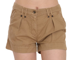 PLEIN SUD Braune Mini-Shorts mit mittelhohem Bund aus 100 % Baumwolle