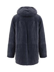 Brunello Cucinelli blaue Lederjacke