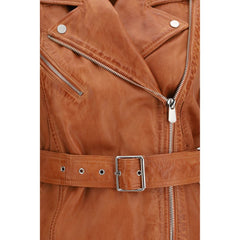 PINKO Ärmellose Jacke aus Ziegenleder in Braun