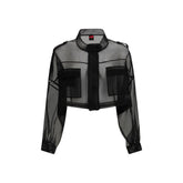 PINKO Black Silk Full-Length Jacket