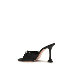 Amina Muaddi Schwarze Stiletto-Sandalen aus Stoff