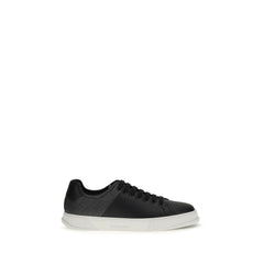 Ferragamo Schwarze Kalbsleder-Low-Top-Sneaker Bos Taurus