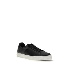 Ferragamo Schwarze Kalbsleder-Low-Top-Sneaker Bos Taurus