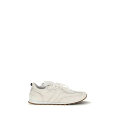 Brunello Cucinelli Weiße Low-Top-Sneaker aus Kalbsleder Bos Taurus