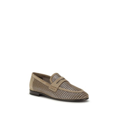 Brunello Cucinelli Beige Kalbsleder Bos Taurus Slip-On Loafer
