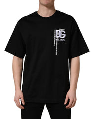 Dolce & Gabbana Black Logo Embroidered Men Crew Neck T-shirt