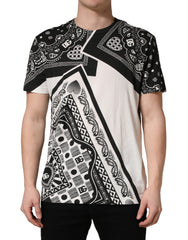 Dolce & Gabbana Black White Bandana Cotton Crew Neck T-shirt