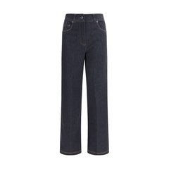 Max Mara Cropped Jeans aus reiner blauer Baumwolle