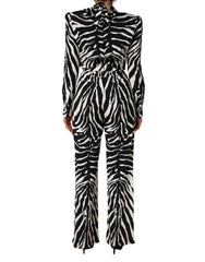 Dolce & Gabbana Jumpsuit aus Viskose mit Zebramuster, Schwarz/Weiß