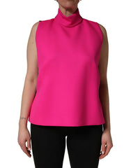 Dolce & Gabbana Hot Pinkrückenfreies ärmelloses Tanktop aus Wolle