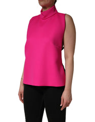 Dolce & Gabbana Hot Pinkrückenfreies ärmelloses Tanktop aus Wolle