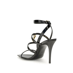 Saint Laurent Schwarze Kalbsleder Bos Taurus Stiletto-Absatzsandalen