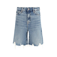 7FOR Blaue Baumwoll-Bermudashorts