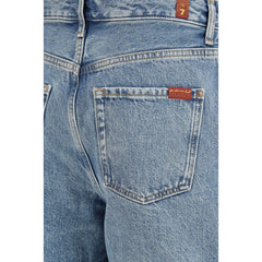 7FOR Blaue Baumwoll-Bermudashorts