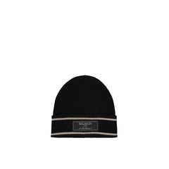 Balmain Black Merino Wool Beanie
