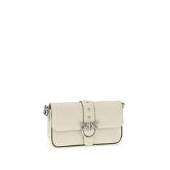 PINKO White Calf Leather Bos Taurus Shoulder Bag