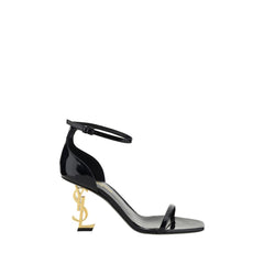 Saint Laurent Zwarte Kalfsleren Bos Taurus Sandalen met Stilettohak