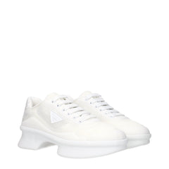 Prada White Fabric Low Top Sneakers