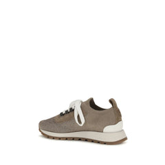 Brunello Cucinelli Beige Chunky-Sneaker aus Baumwolle