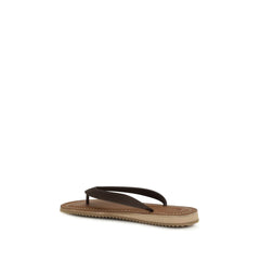Miu Miu Flip-Flop-Sandalen aus braunem Kalbsleder Bos Taurus