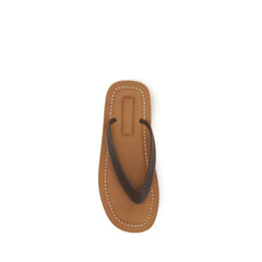 Miu Miu Flip-Flop-Sandalen aus braunem Kalbsleder Bos Taurus