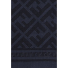 Fendi Blue Wool Oves Aries Scarf