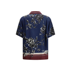 Dolce & Gabbana Blaues Seidenhemd mit Muster