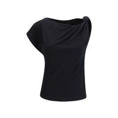 PINKO Schwarzes ärmelloses T-Shirt aus Baumwolle