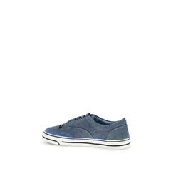 Dolce & Gabbana Blaue Leinen-Low-Top-Sneaker